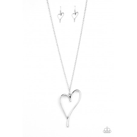 Paparazzi HEARTS So Good - Silver - Heart Charm - Necklace & Earrings