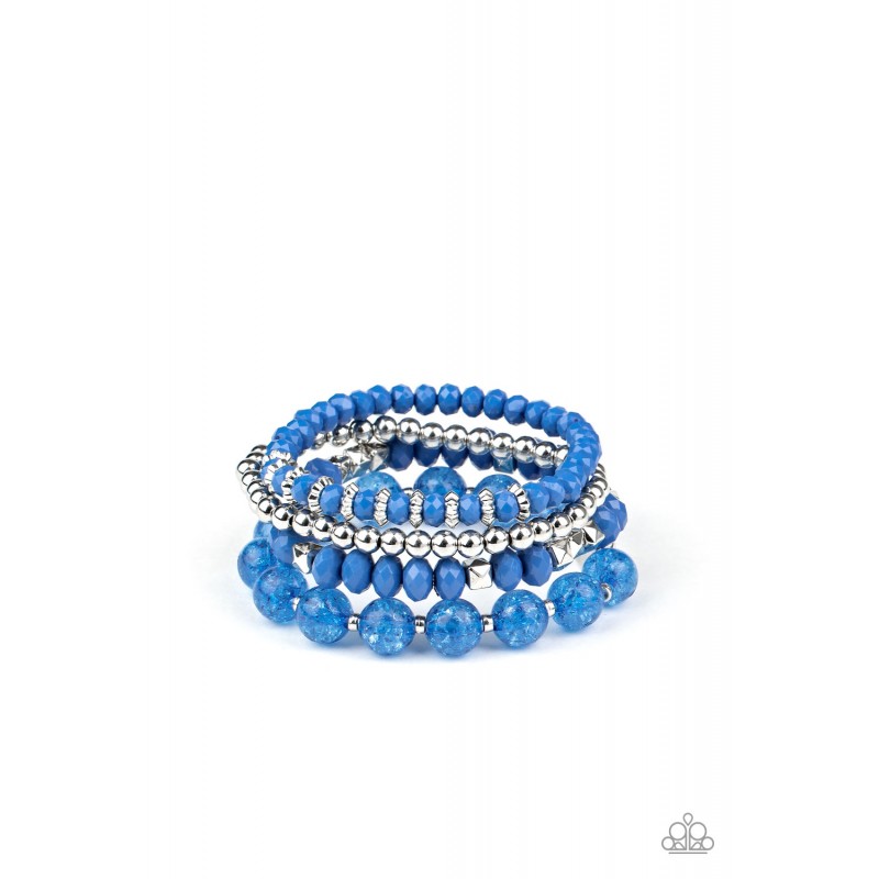 Paparazzi Layered Luster - Blue - Set of 4 Stretchy Bracelets