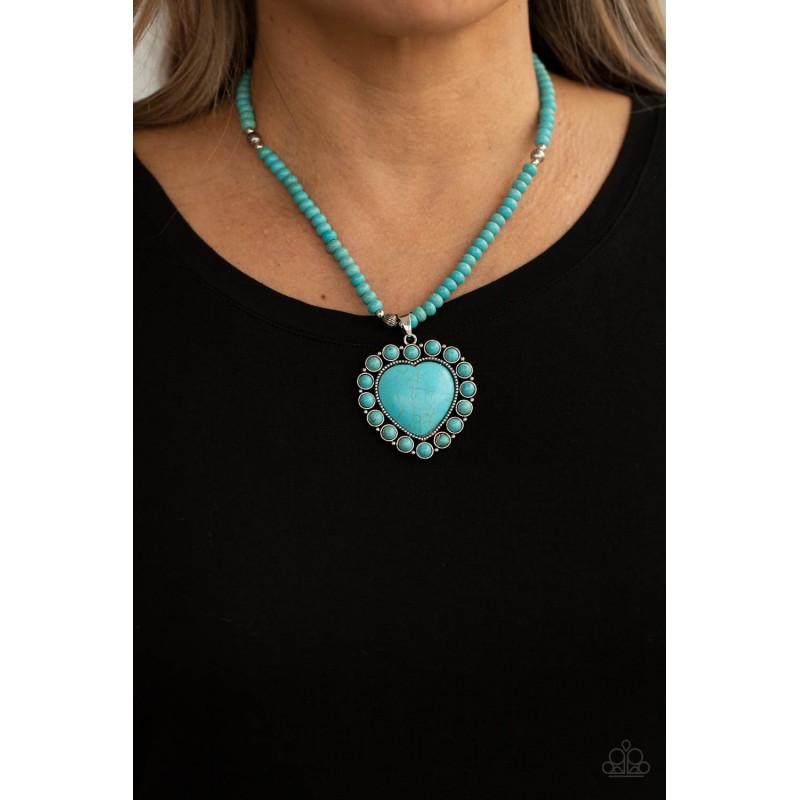 Paparazzi A Heart Of Stone - Blue Turquoise Stone - Necklace & Earrings